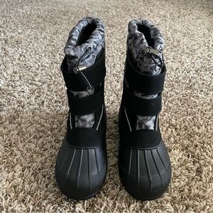 Lands End Black Gray Snow Winter Waterproof Insulated Youth Boots Size 12